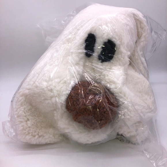 Pottery Barn Other - Pottery Barn Sherpa Ghost Pillow With Pumpkin New Halloween Fall
